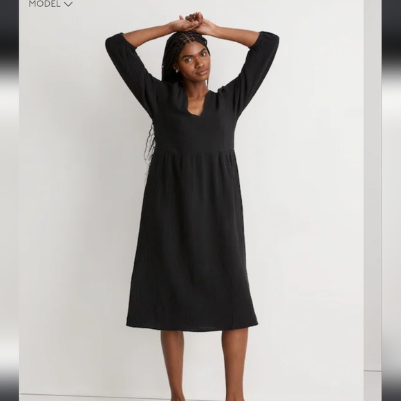 Madewell Lightspun V-Neck Midi Dress Size Small NWT Cotton Gauze